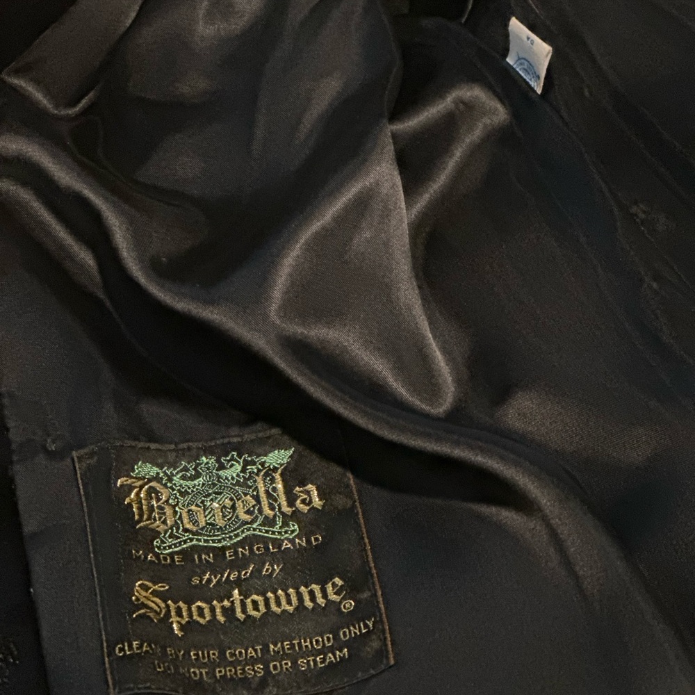 Vintage Borella Black Crushed Velvet & Fur Jacket Coat with 3/4 Sleeves. Size M - Picture 7 of 8